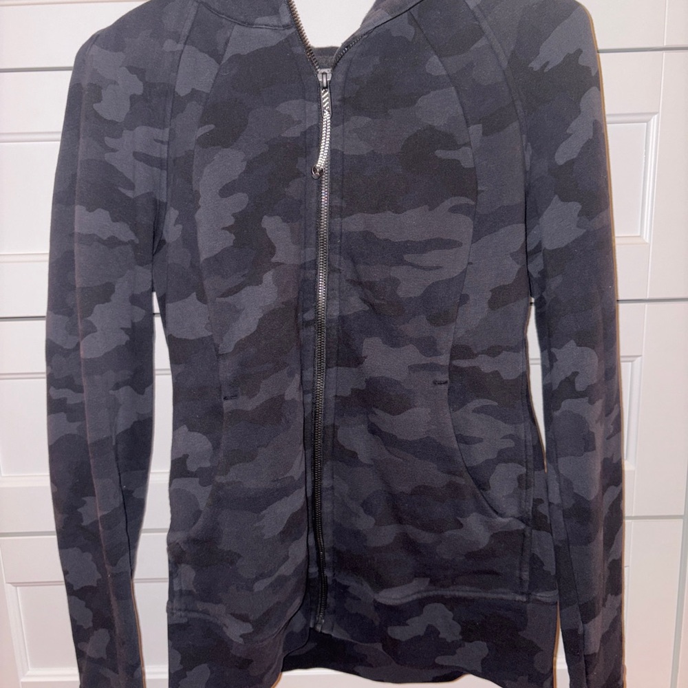 Lululemon Black Camo Scuba Full-Zip Hoodie Size 2